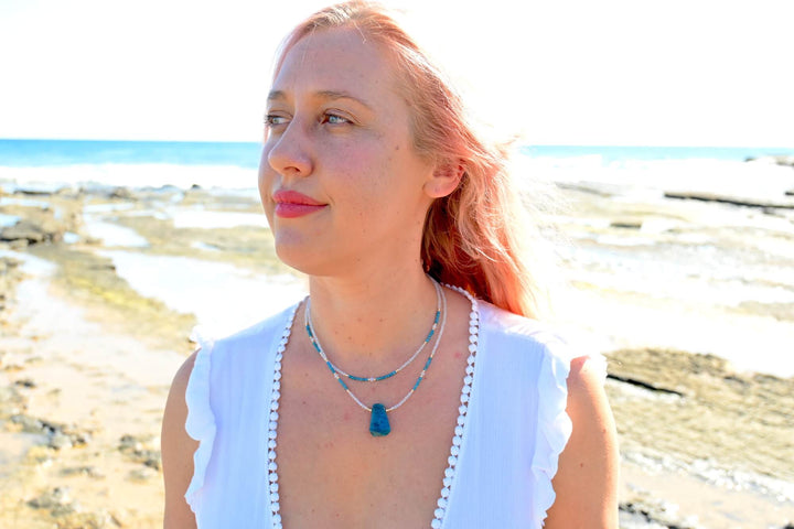 One Of A Kind Atlantis Apatite & Moonstone Gold Pendant Necklace