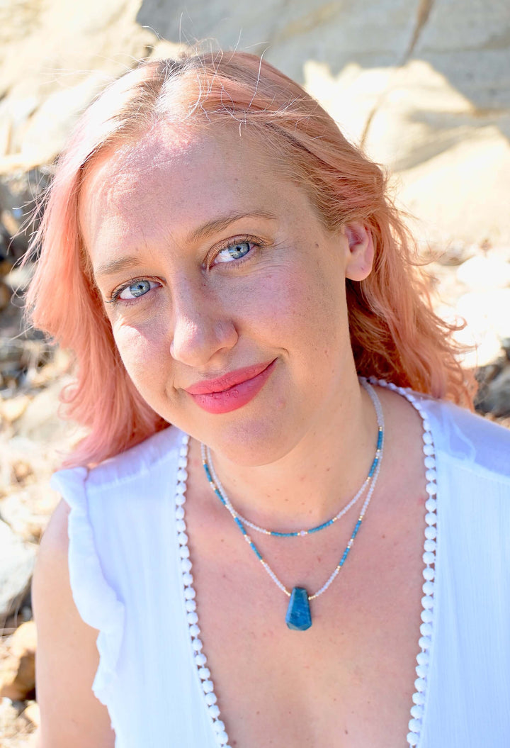 One Of A Kind Atlantis Apatite & Moonstone Gold Pendant Necklace