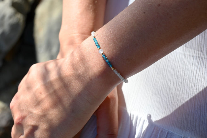 One Of A Kind Atlantis Apatite & Moonstone Gold Bracelet