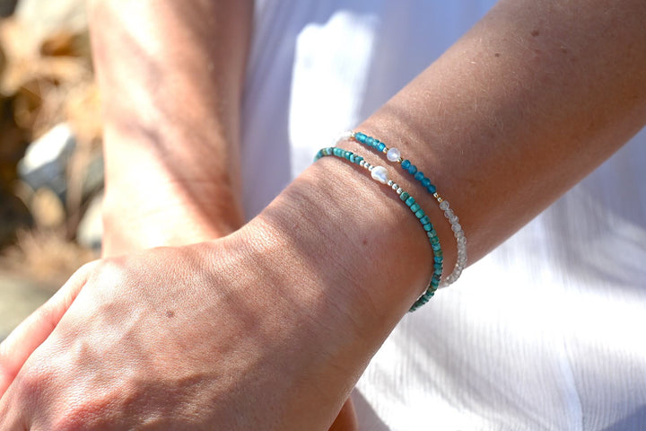 Turquoise and Pearl One Of A Kind Bracelet