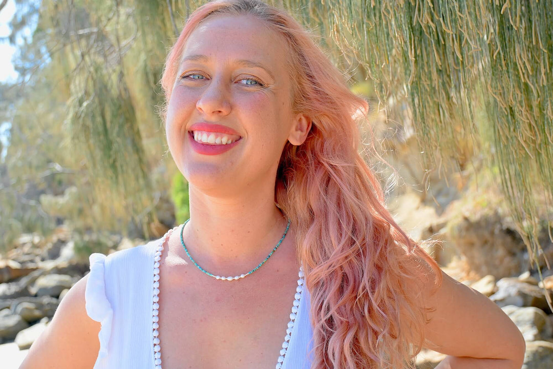 Turquoise and Pearl One Of A Kind Necklace