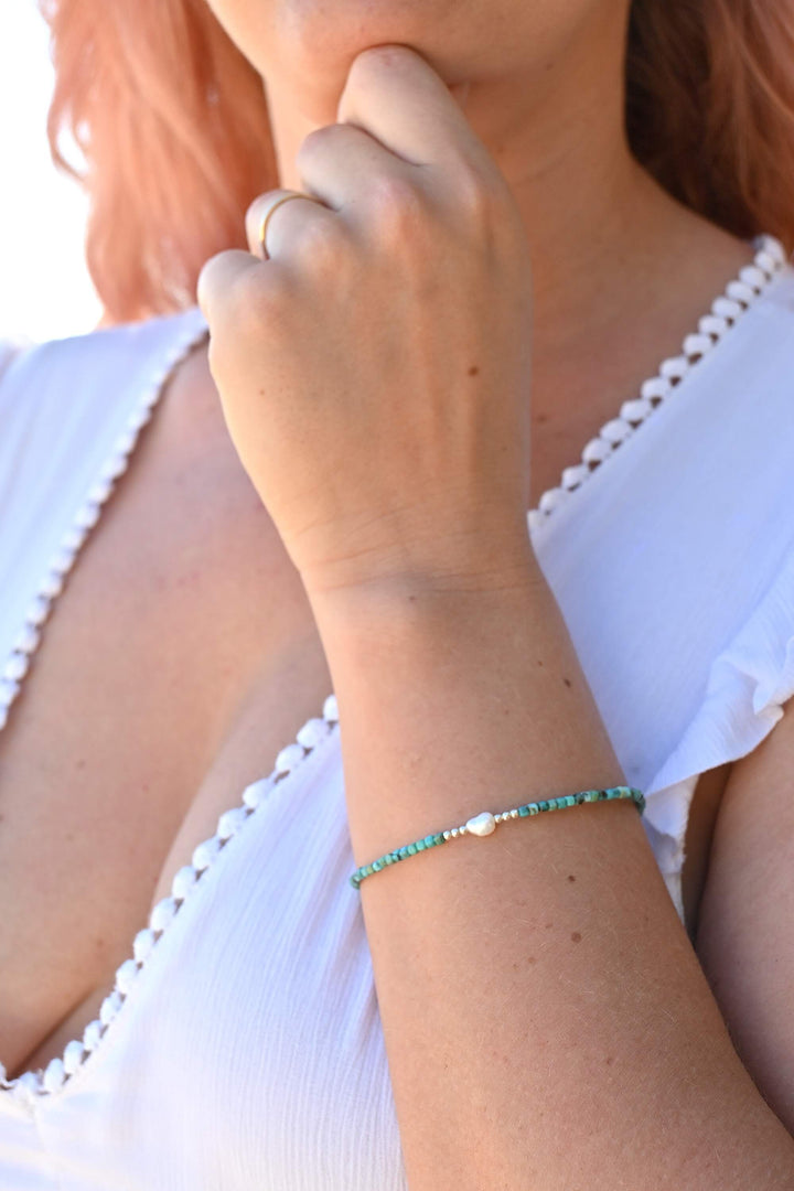 Turquoise and Pearl One Of A Kind Bracelet