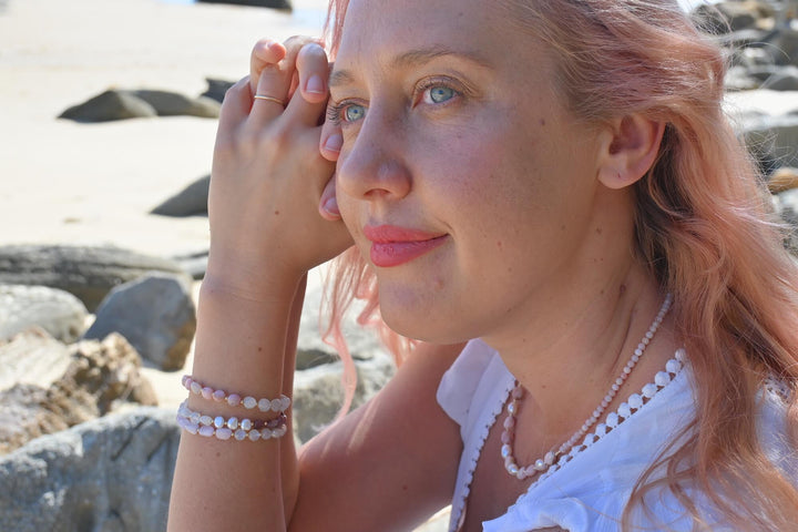 One Of A Kind Kunzite, Moonstone & Pearl Gold Bracelet