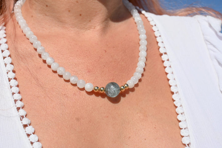 Lemurian Dreaming Aquamarine & Moonstone Gold Necklace