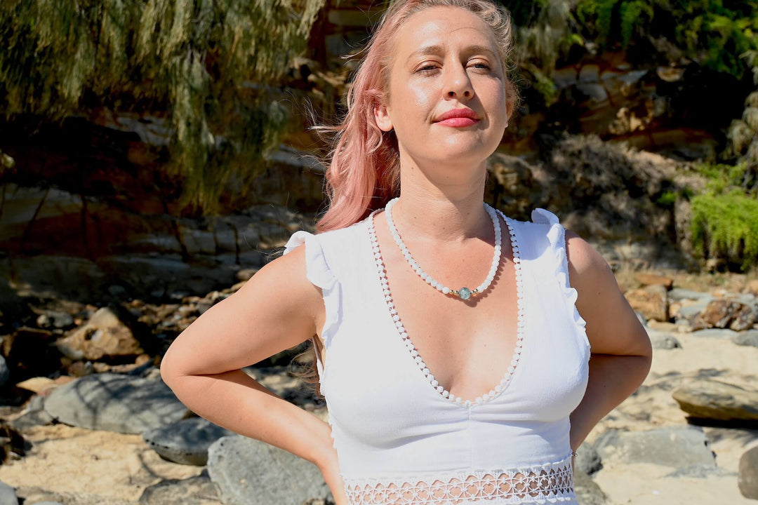 Lemurian Dreaming Aquamarine & Moonstone Gold Necklace