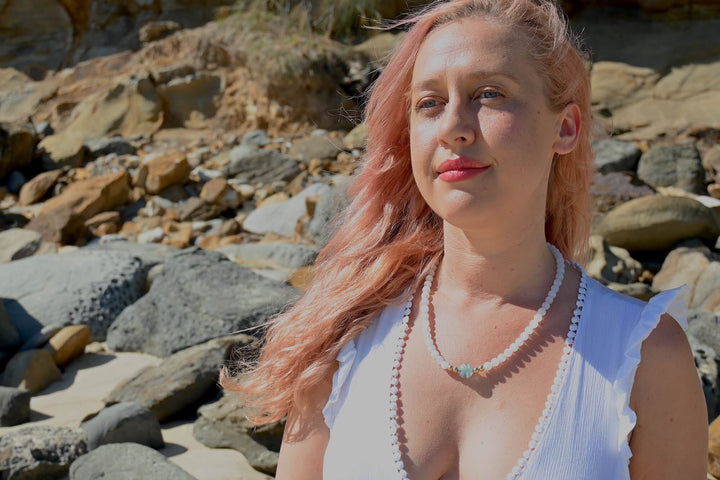 Lemurian Dreaming Aquamarine & Moonstone Gold Necklace