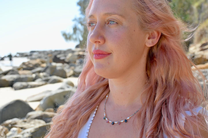 One Of A Kind Tourmaline & Pearl Gold Necklace