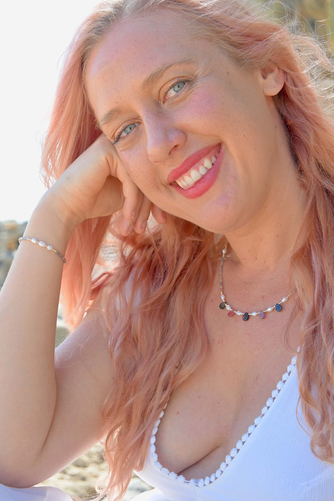 One Of A Kind Tourmaline & Pearl Gold Necklace