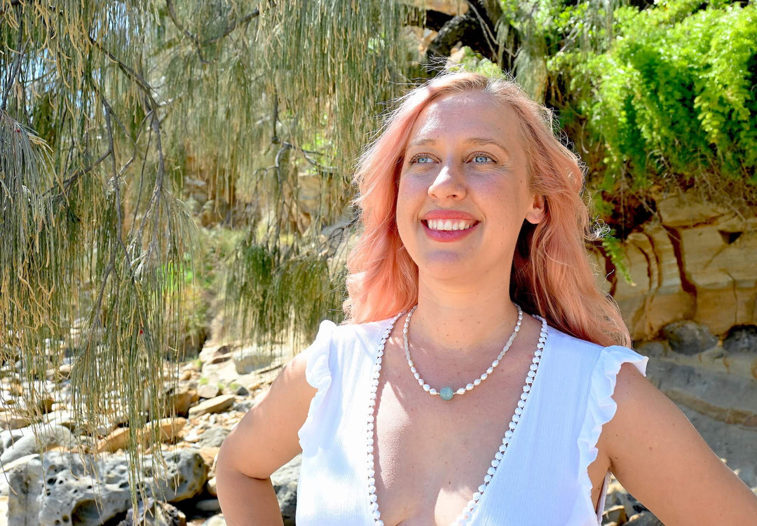 Lemurian Dreaming Aquamarine, Moonstone & Pearl Gold Necklace