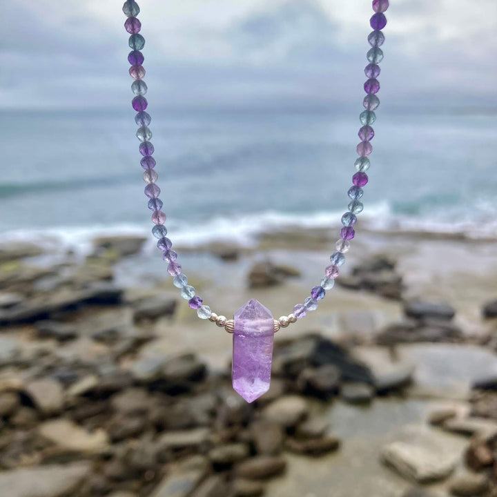 Rainbow Fluorite & Ametrine Pendant Necklace