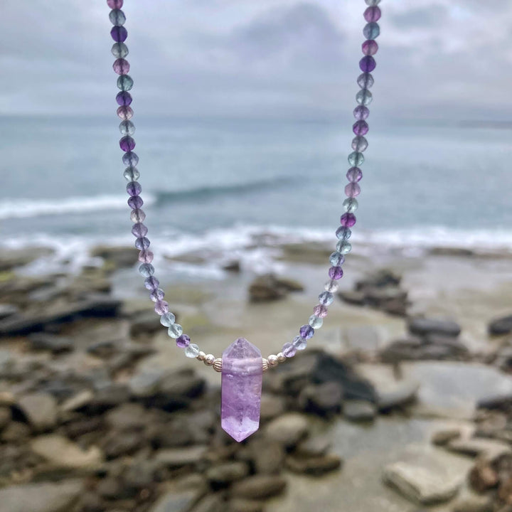 Rainbow Fluorite & Ametrine Pendant Necklace