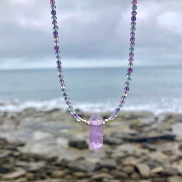 Rainbow Fluorite & Ametrine Pendant Necklace