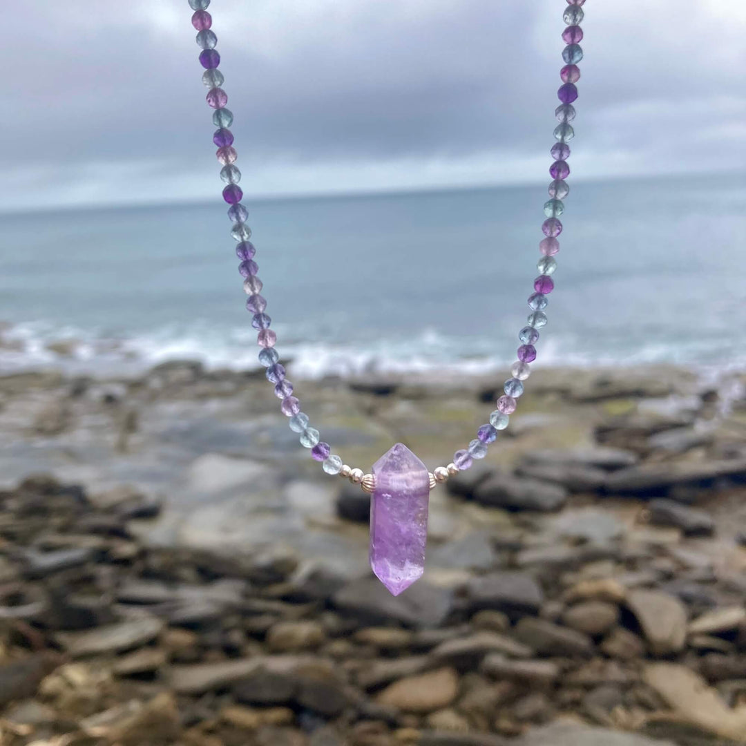 Rainbow Fluorite & Ametrine Pendant Necklace