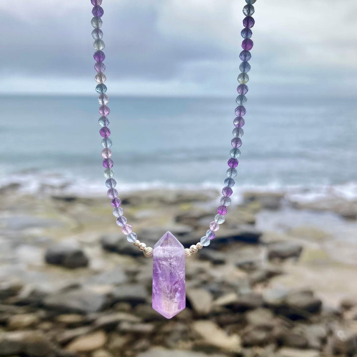 Rainbow Fluorite & Ametrine Pendant Necklace