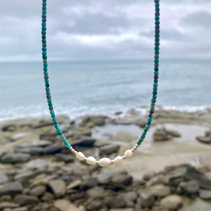 Turquoise and Pearl One Of A Kind Necklace