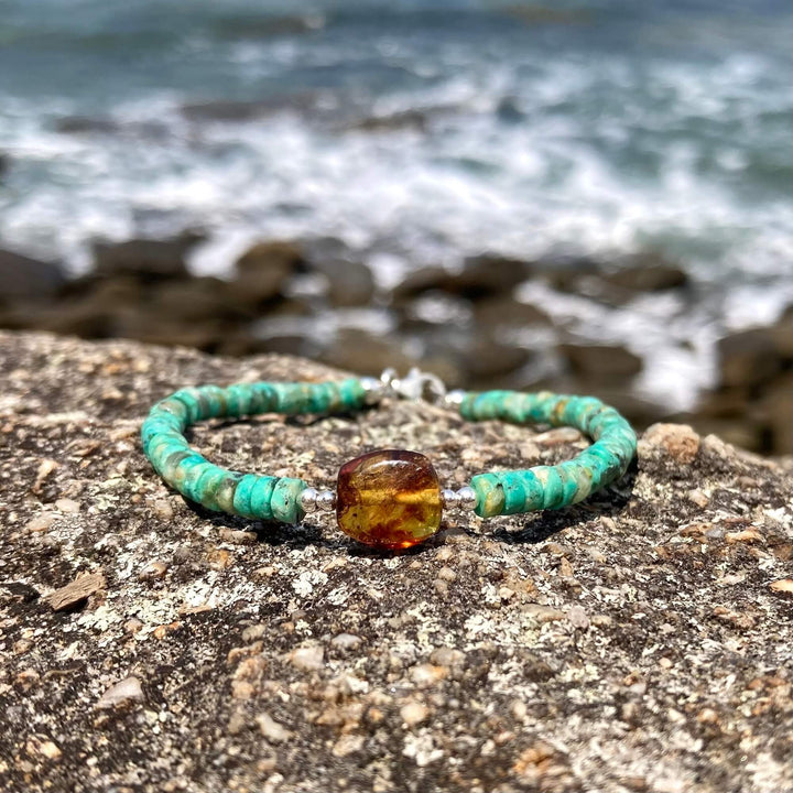 African Turquoise & Amber Bracelet