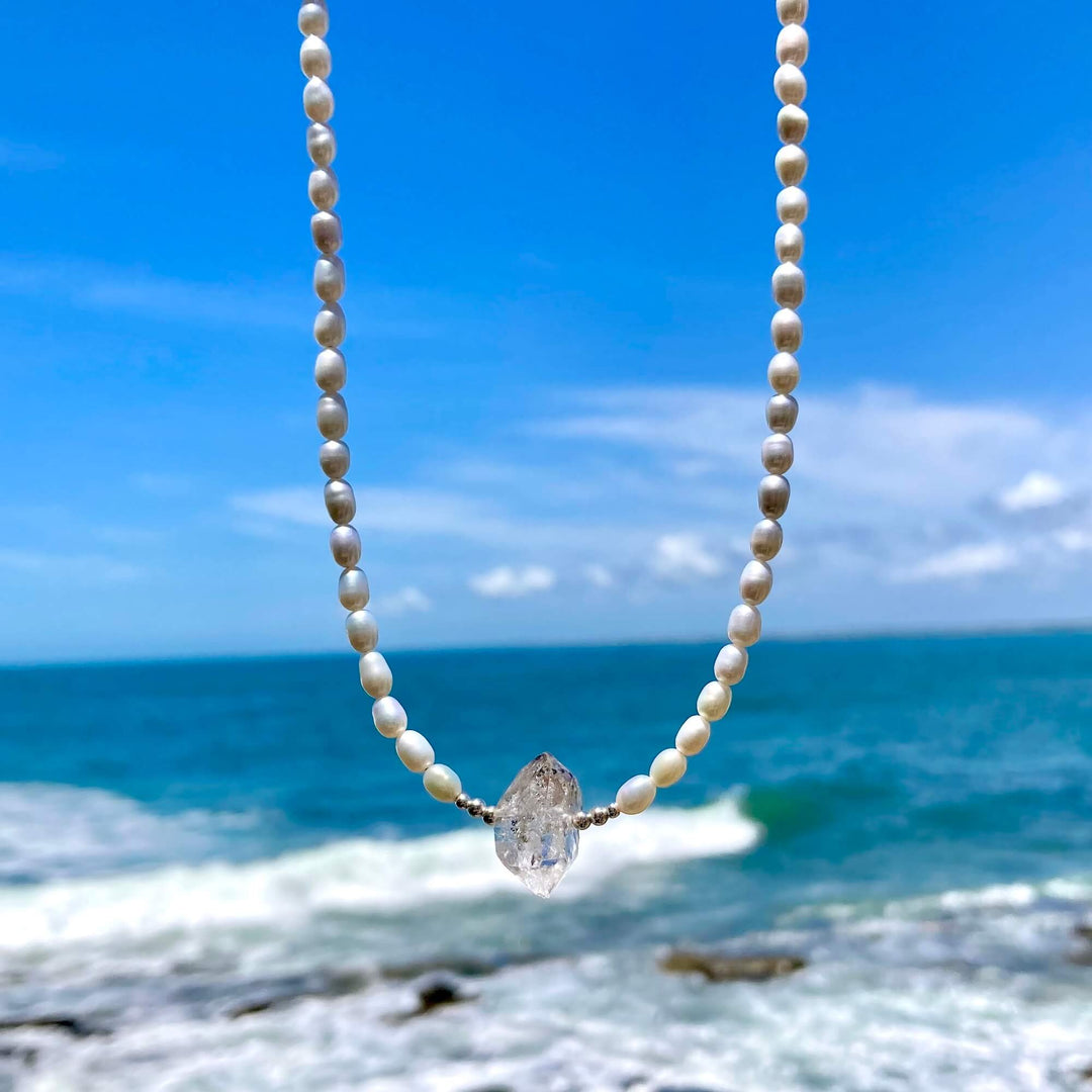 Pearl and Herkimer Diamond One Of A Kind Necklace