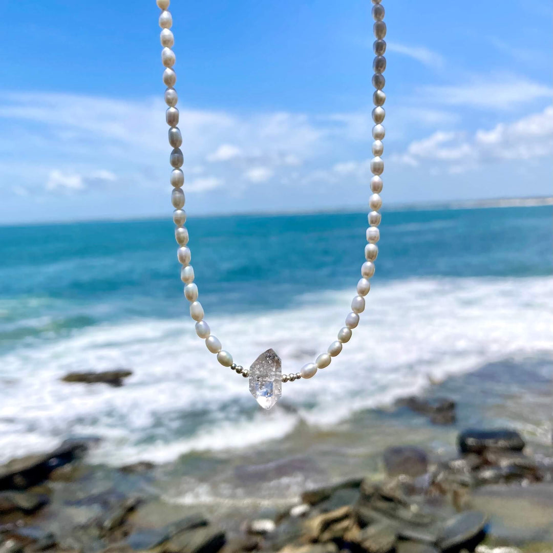 Pearl and Herkimer Diamond One Of A Kind Necklace