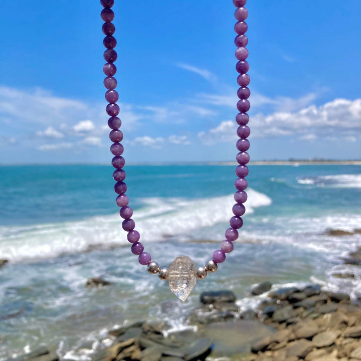 Phosphosiderite and Herkimer Diamond Higher Guidance One Of A Kind Necklace