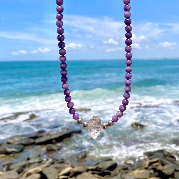 Phosphosiderite and Herkimer Diamond Higher Guidance One Of A Kind Necklace