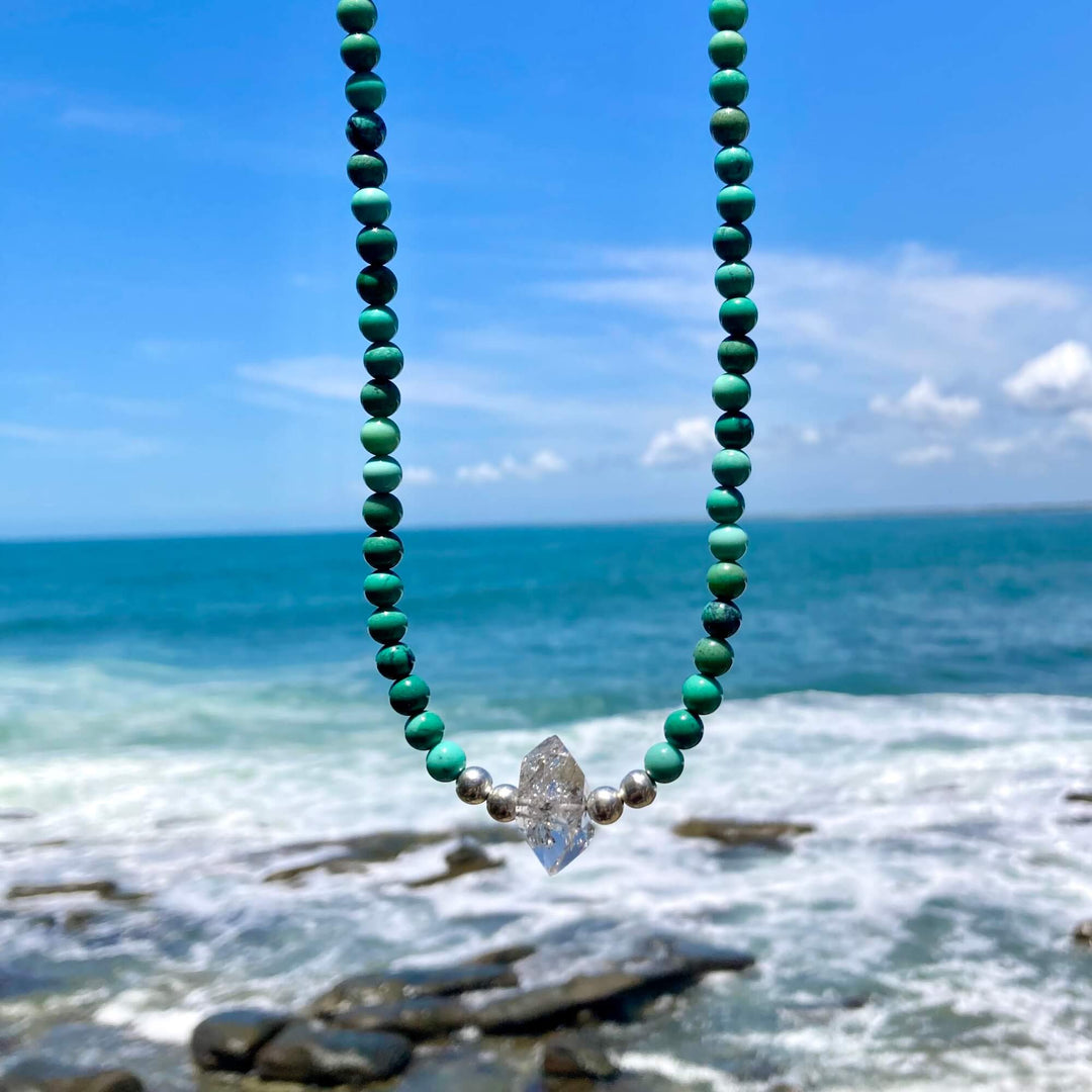 Chrysoprase and Herkimer Diamond Heart's Knowing One Of A Kind Necklace