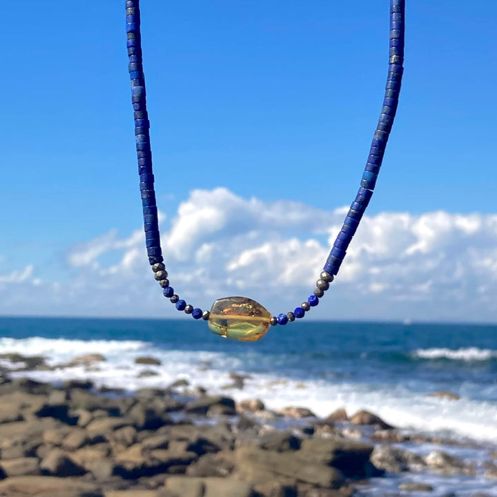 Amber & Lapis Lazuli Necklace