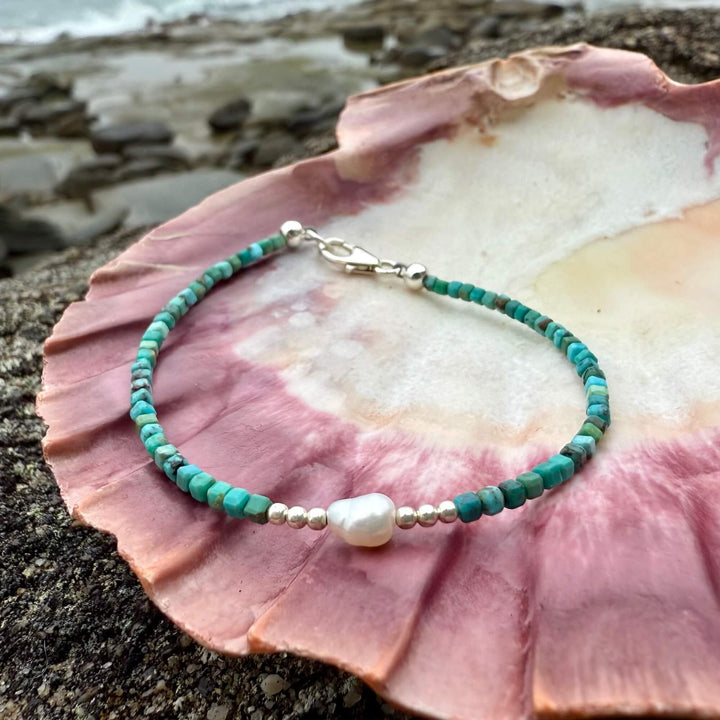 Turquoise and Pearl One Of A Kind Bracelet