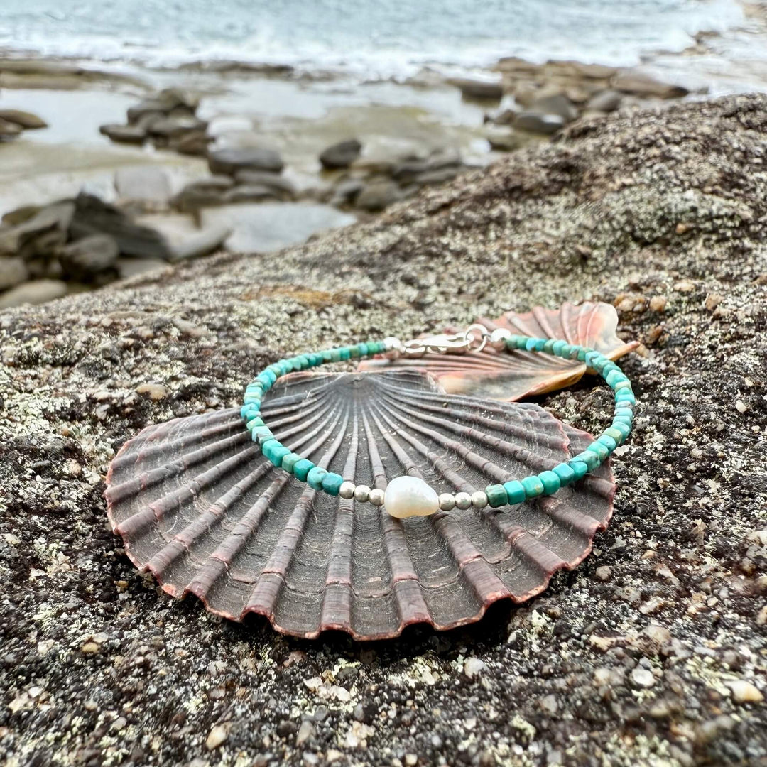 Turquoise and Pearl One Of A Kind Bracelet