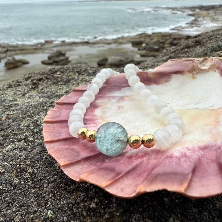 Lemurian Dreaming Aquamarine & Moonstone Gold Necklace