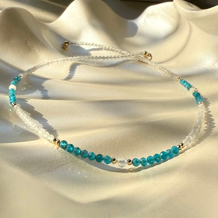 One Of A Kind Atlantis Apatite & Moonstone Gold Necklace