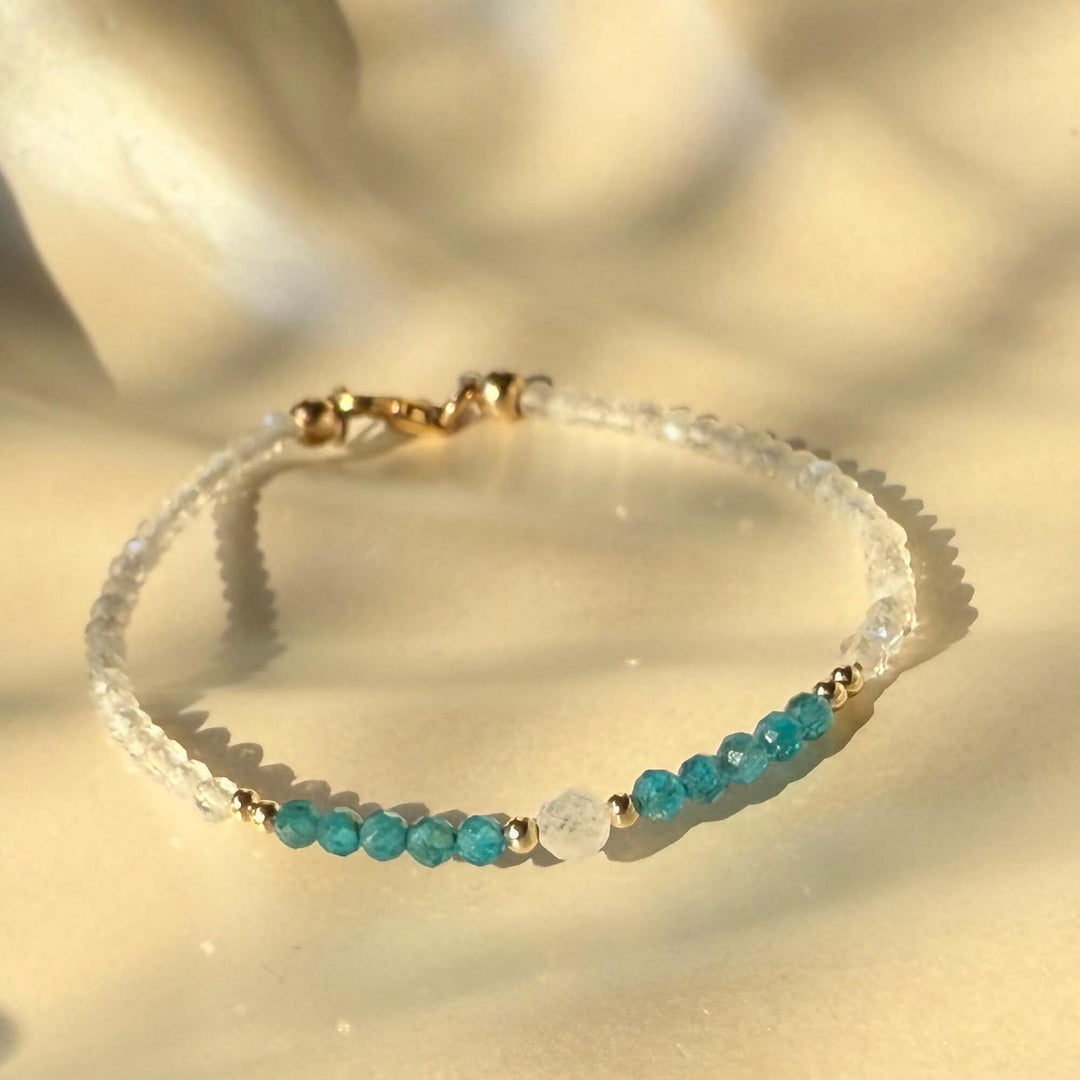 One Of A Kind Atlantis Apatite & Moonstone Gold Bracelet