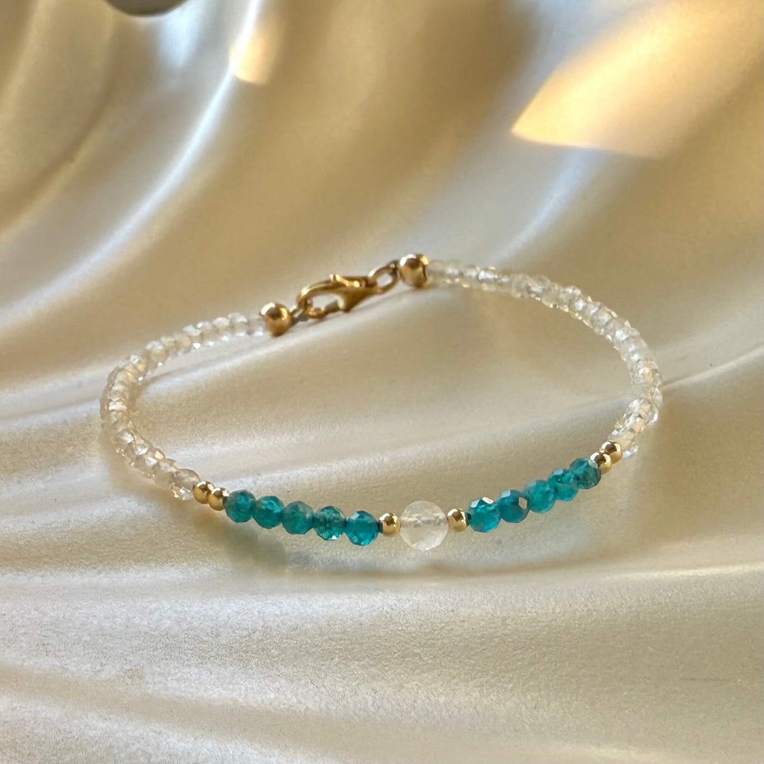 One Of A Kind Atlantis Apatite & Moonstone Gold Bracelet