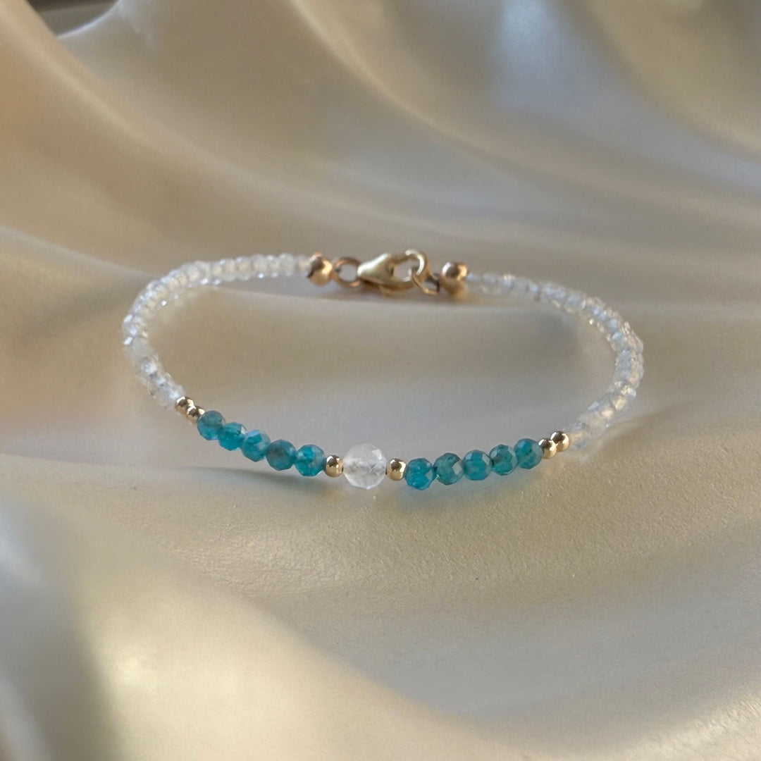 One Of A Kind Atlantis Apatite & Moonstone Gold Bracelet