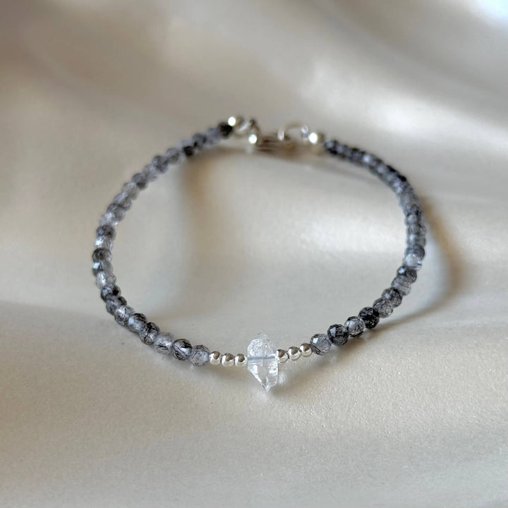 Herkimer Diamond and Tourmalinated Quartz Healing Bracelet