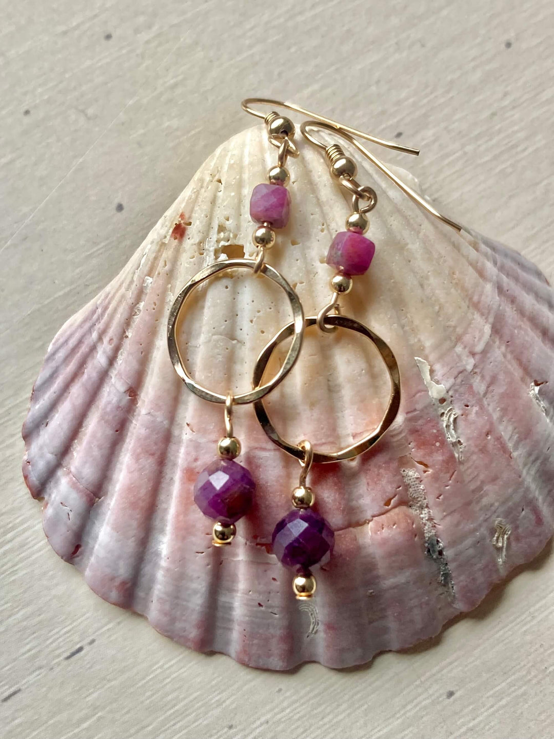 Golden Ruby Pendant Earrings