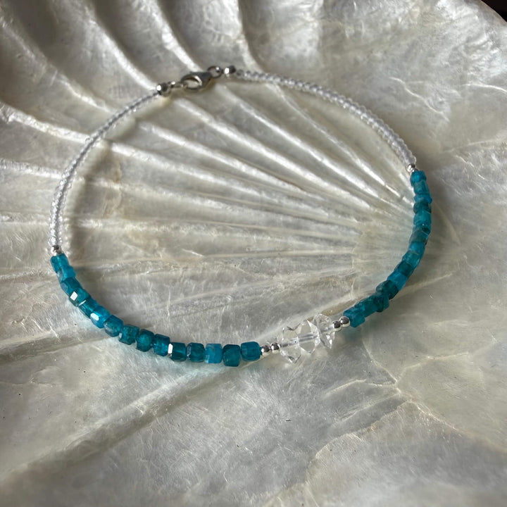 Healers Apatite & Herkimer Diamond One Of A Kind Anklet