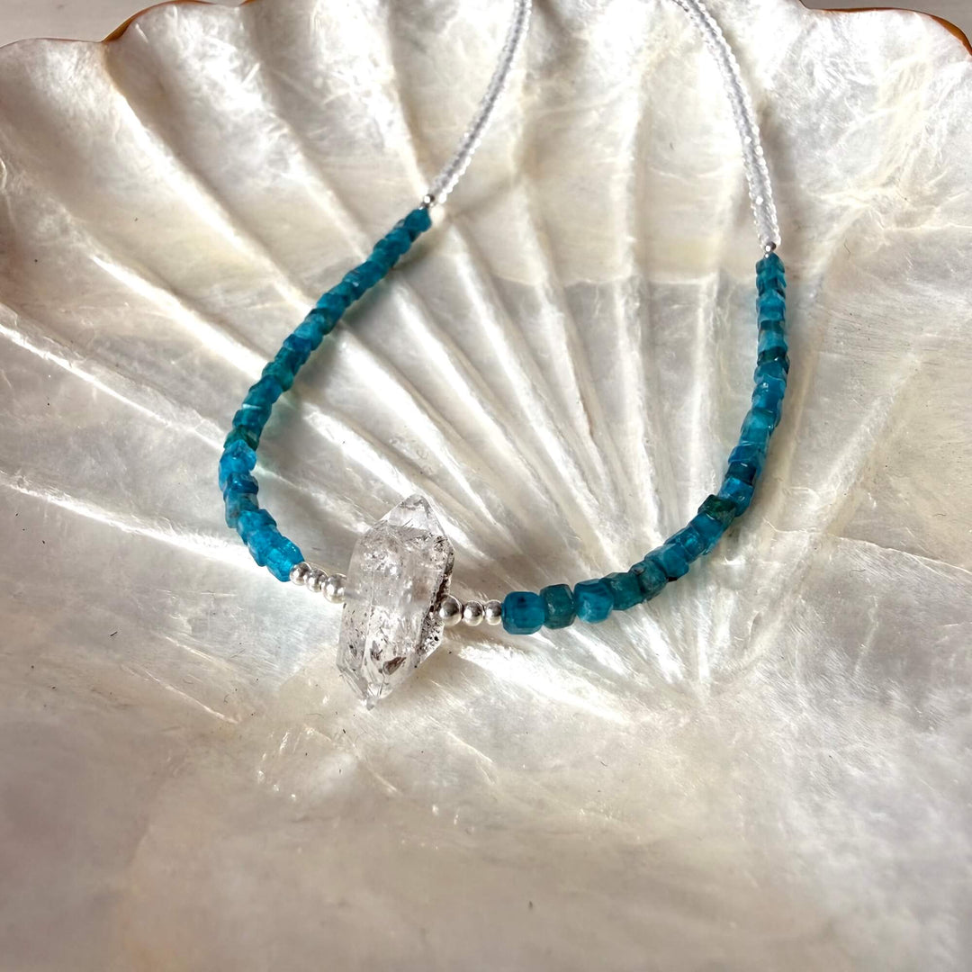 Healers Apatite & Herkimer Diamond One Of A Kind Necklace
