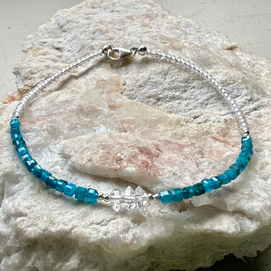 Healers Apatite & Herkimer Diamond One Of A Kind Anklet