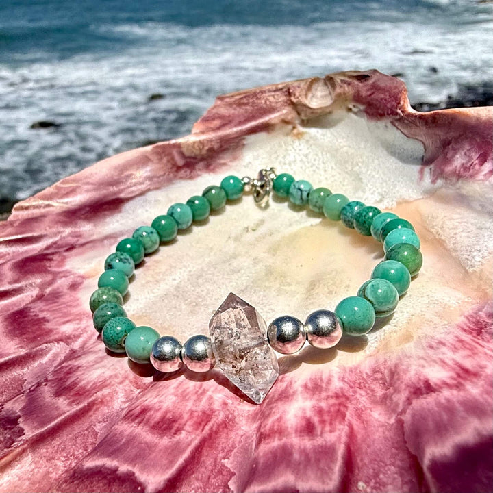 Chrysoprase and Herkimer Diamond Heart's Knowing One Of A Kind Bracelet