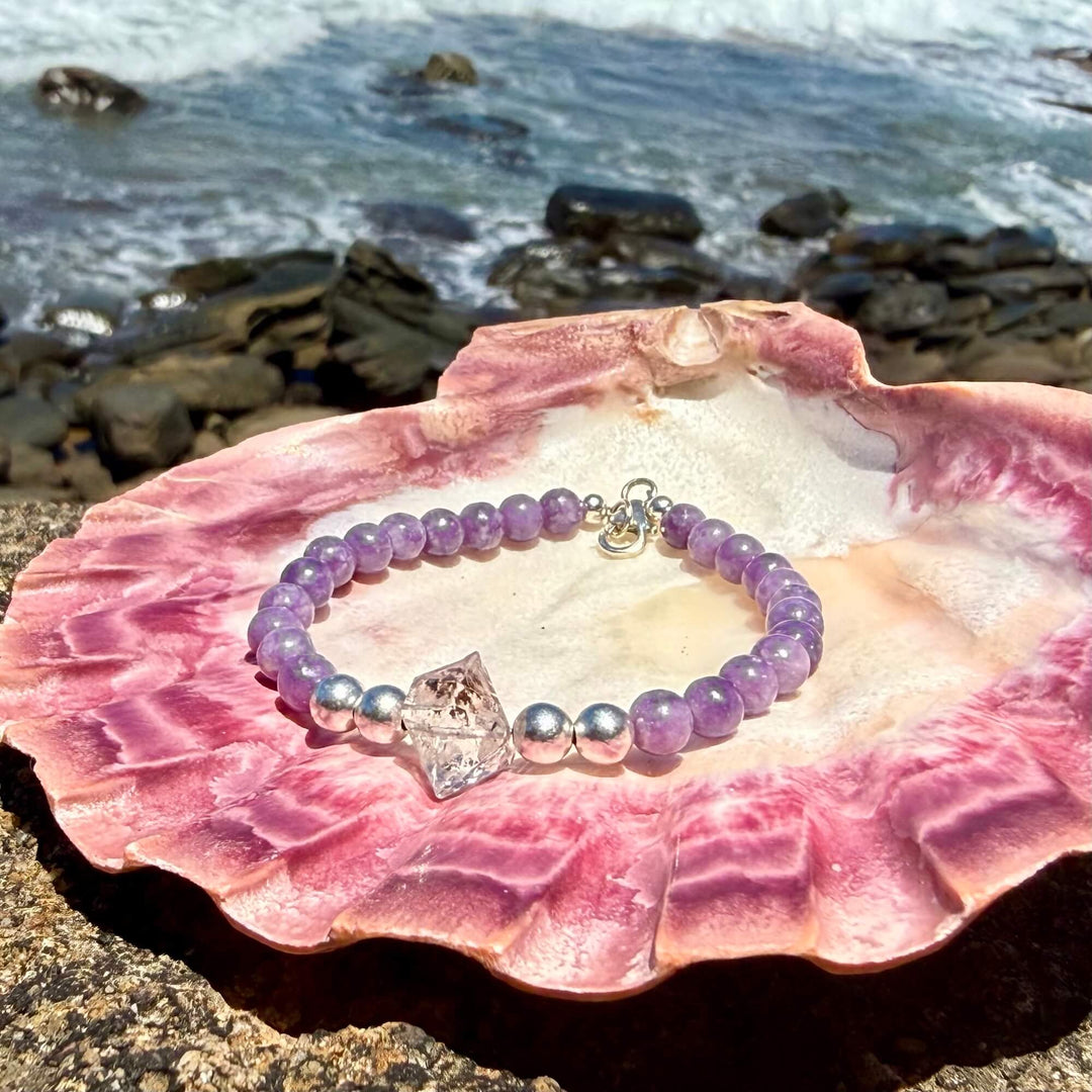 Phosphosiderite and Herkimer Diamond Higher Guidance One Of A Kind Bracelet