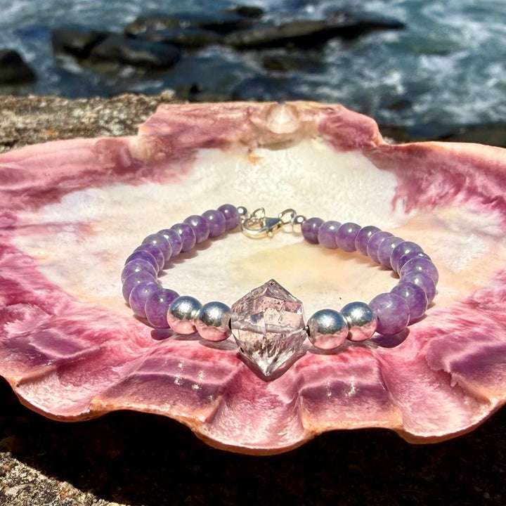 Phosphosiderite and Herkimer Diamond Higher Guidance One Of A Kind Bracelet