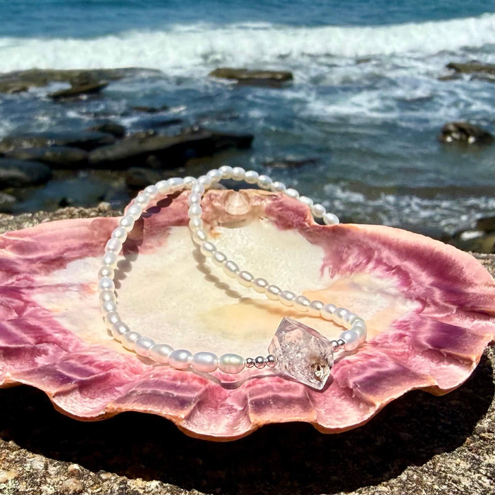 Pearl and Herkimer Diamond One Of A Kind Necklace