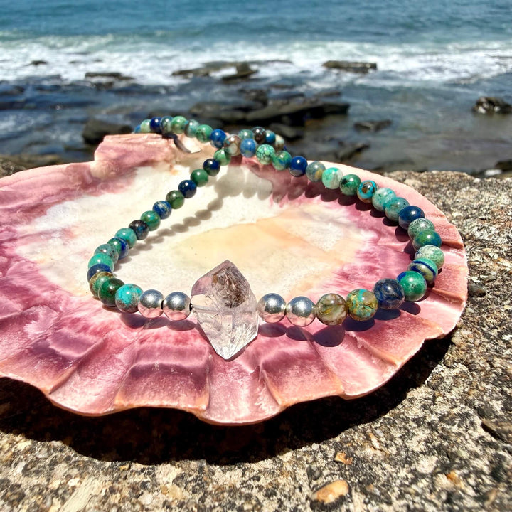 Azurite and Herkimer Diamond Inner Knowing One Of A Kind Necklace