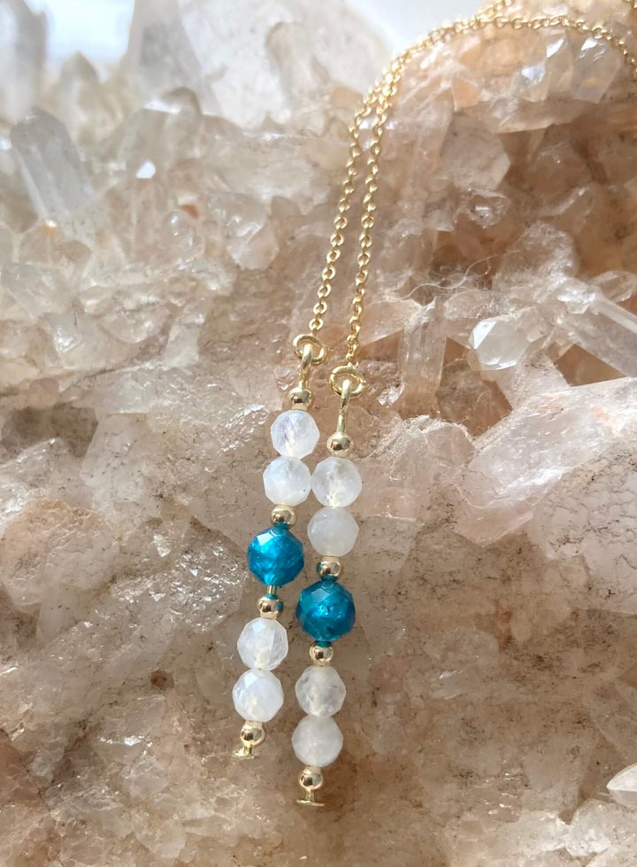 Atlantis Apatite & Moonstone Gold Thread Earrings