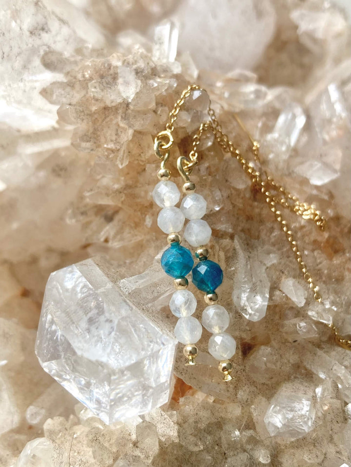 Atlantis Apatite & Moonstone Gold Thread Earrings