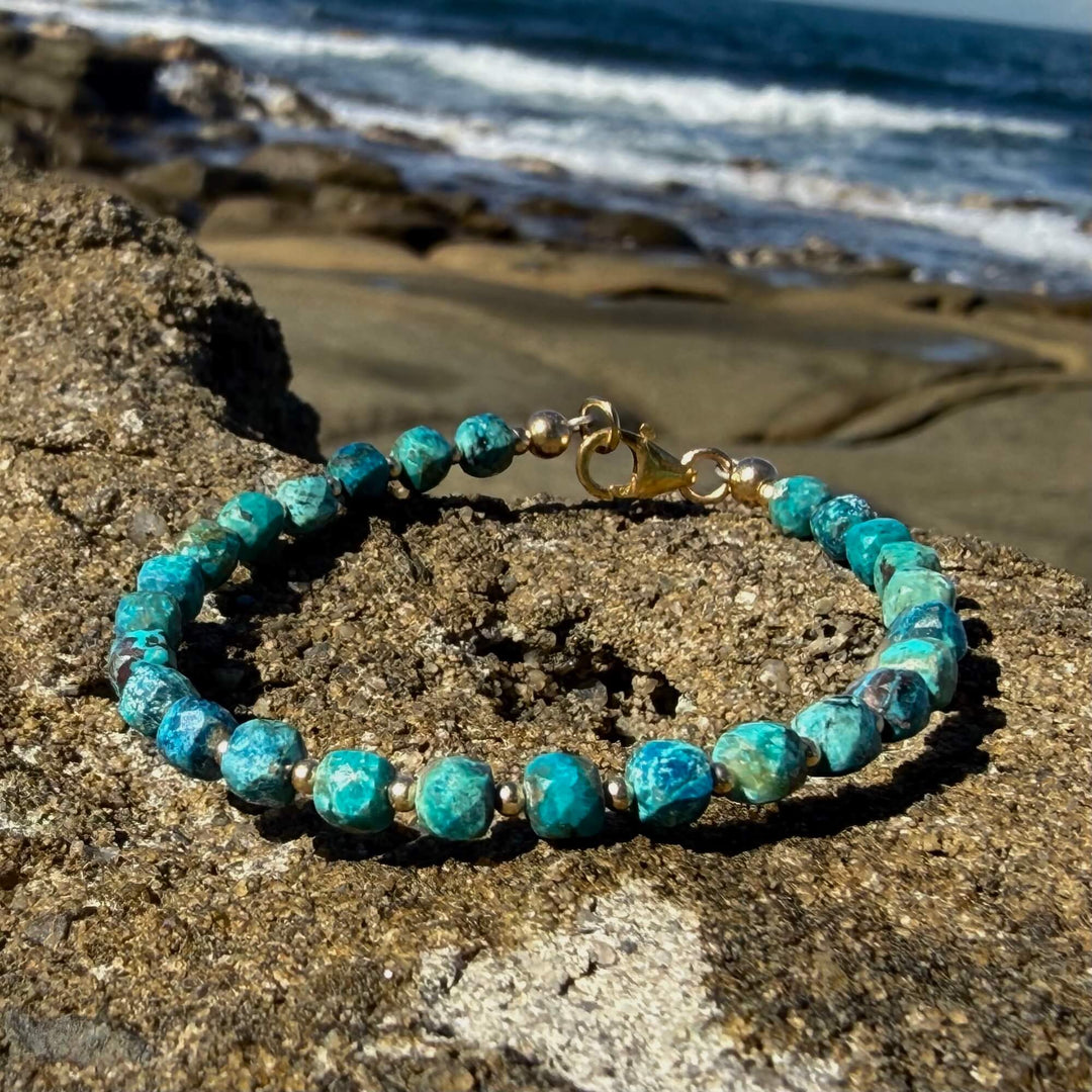 Chrysocolla Gold Bracelet