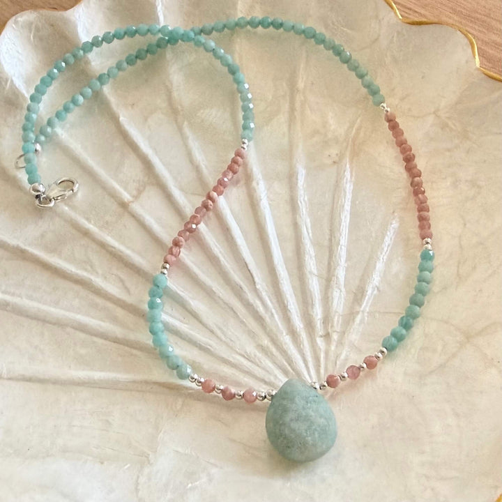 Courageous Heart Amazonite & Rhodonite Necklace
