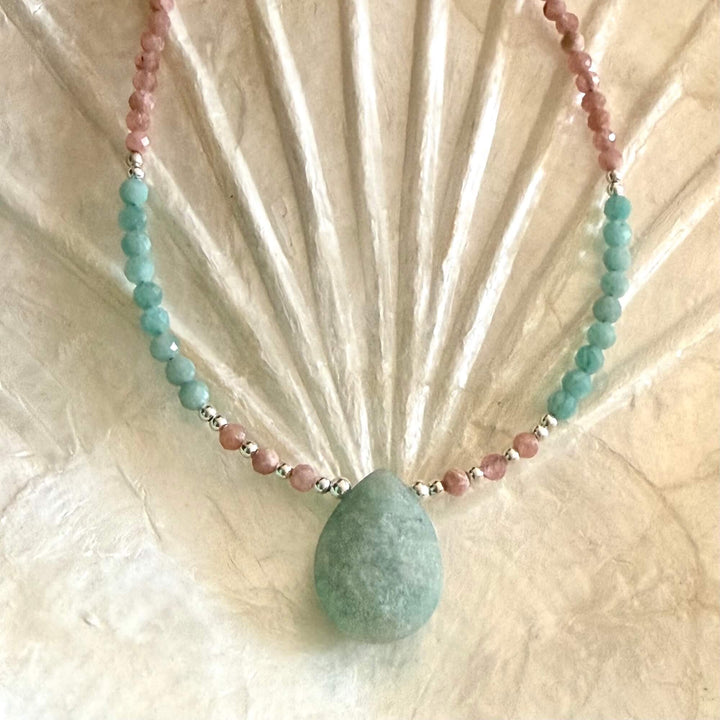 Courageous Heart Amazonite & Rhodonite Necklace