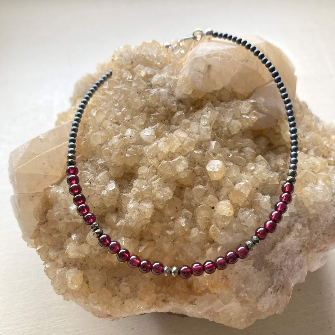 Garnet & Pyrite Anklet