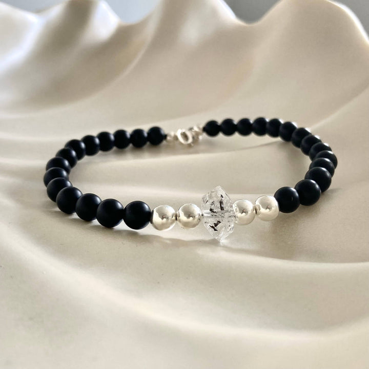 Herkimer Diamond & Black Onyx Bracelet